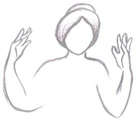 Disegno di bambino con le mani alzate